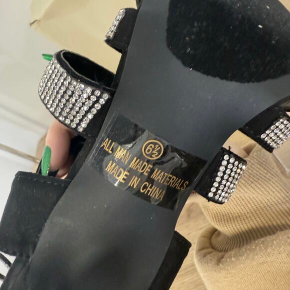 Vigo Fiore Womens Black Sparkle Strappy Formal Heels New in Box Size 6.5 - Picture 4 of 14